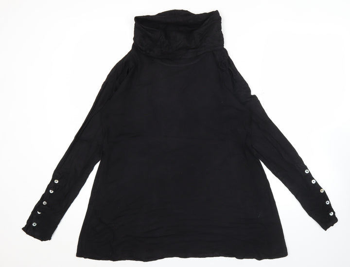 EDIT by Jeanne Beker Womens Black Roll Neck Tunic Blouse Size S