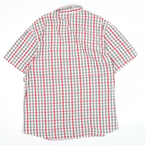 Bench Mens Red Grey Check Short Sleeve Button-Up Shirt XL
