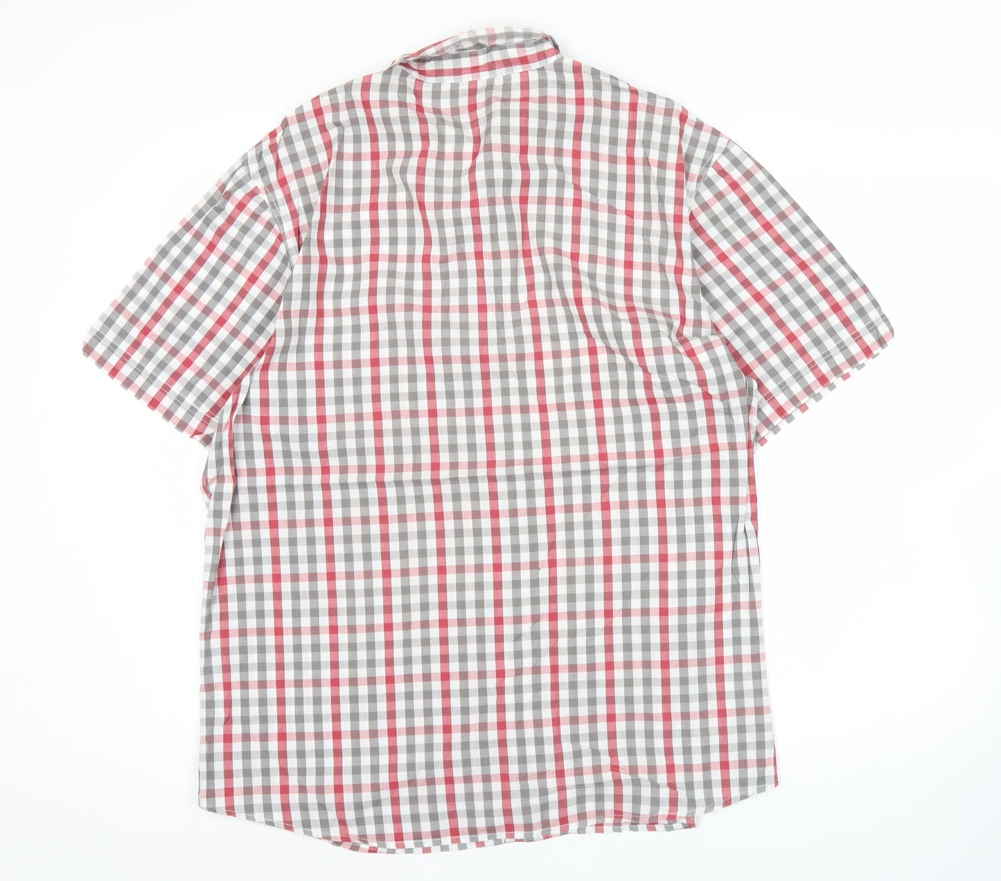 Bench Mens Red Grey Check Short Sleeve Button-Up Shirt XL