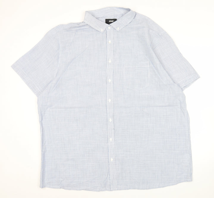 Jacamo Men’s Blue 2XL Short Sleeve Button-Down Cotton Shirt