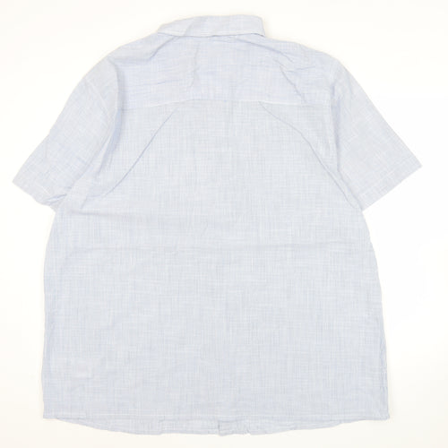 Jacamo Men’s Blue 2XL Short Sleeve Button-Down Cotton Shirt