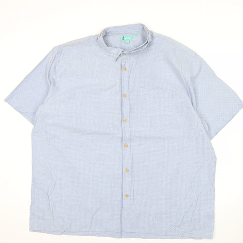 Southbay Men’s Blue Polka Dot Cotton Short Sleeve Button-Up Shirt XL