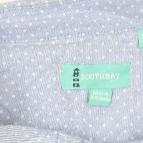 Southbay Men’s Blue Polka Dot Cotton Short Sleeve Button-Up Shirt XL