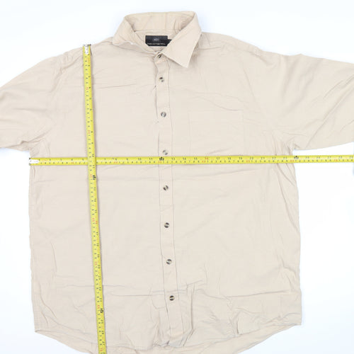 Marks and Spencer Mens Beige 17in Chest 43 Long Sleeve Cotton Shirt