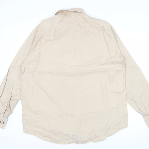 Marks and Spencer Mens Beige 17in Chest 43 Long Sleeve Cotton Shirt