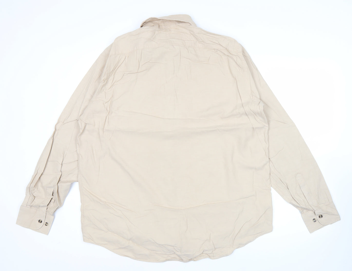 Marks and Spencer Mens Beige 17in Chest 43 Long Sleeve Cotton Shirt