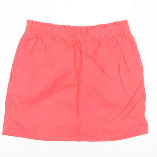 J.Crew Womens Pink Linen Cotton Elastic Waist Skirt Size 12