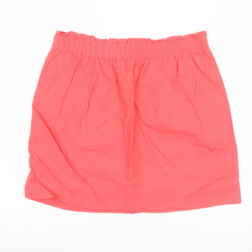 J.Crew Womens Pink Linen Cotton Elastic Waist Skirt Size 12