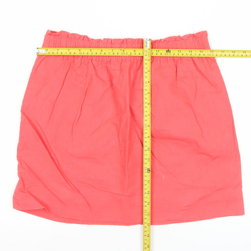 J.Crew Womens Pink Linen Cotton Elastic Waist Skirt Size 12