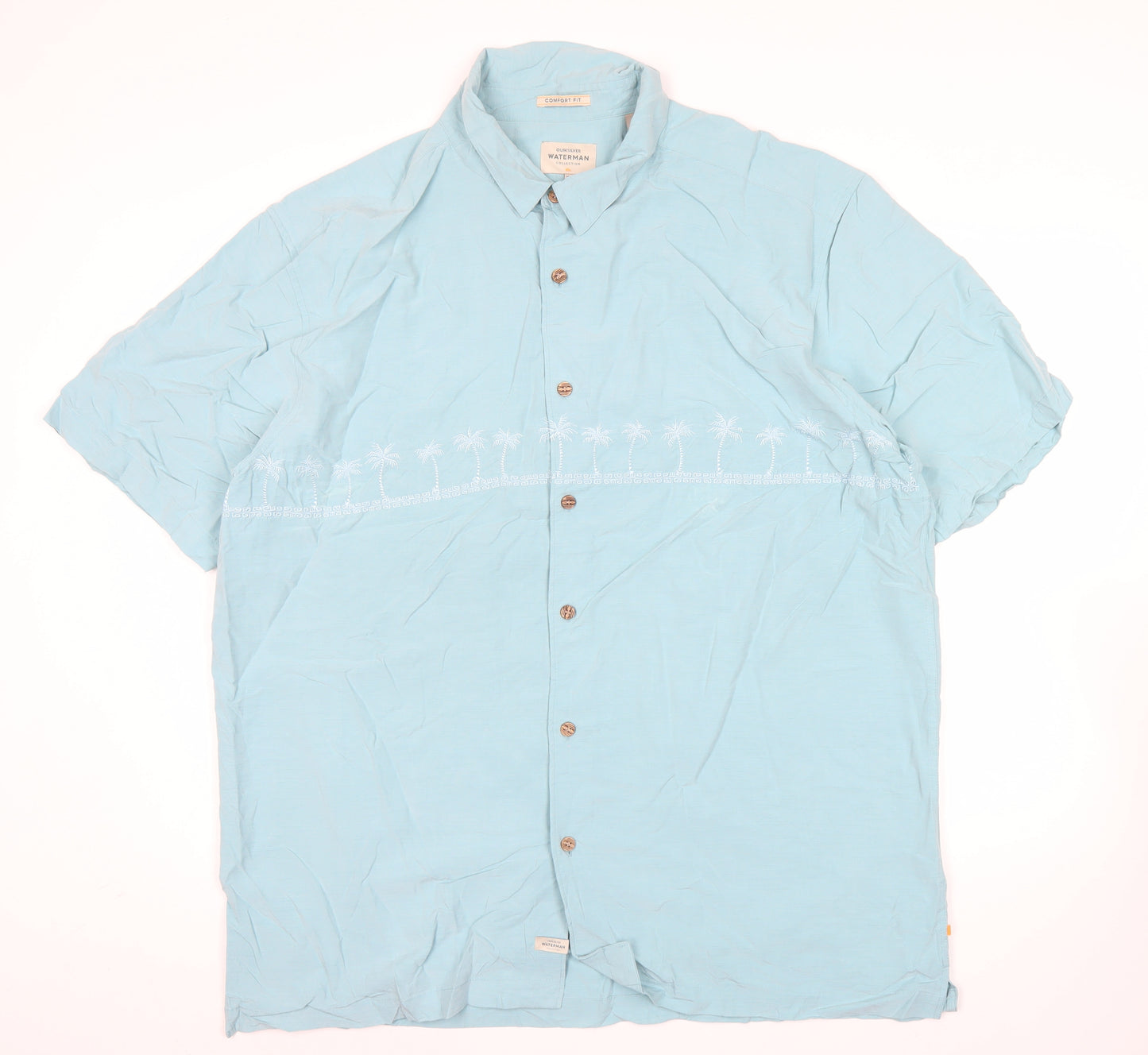 Quiksilver Waterman Men’s Blue 2XL Short Sleeve Hawaiian Shirt