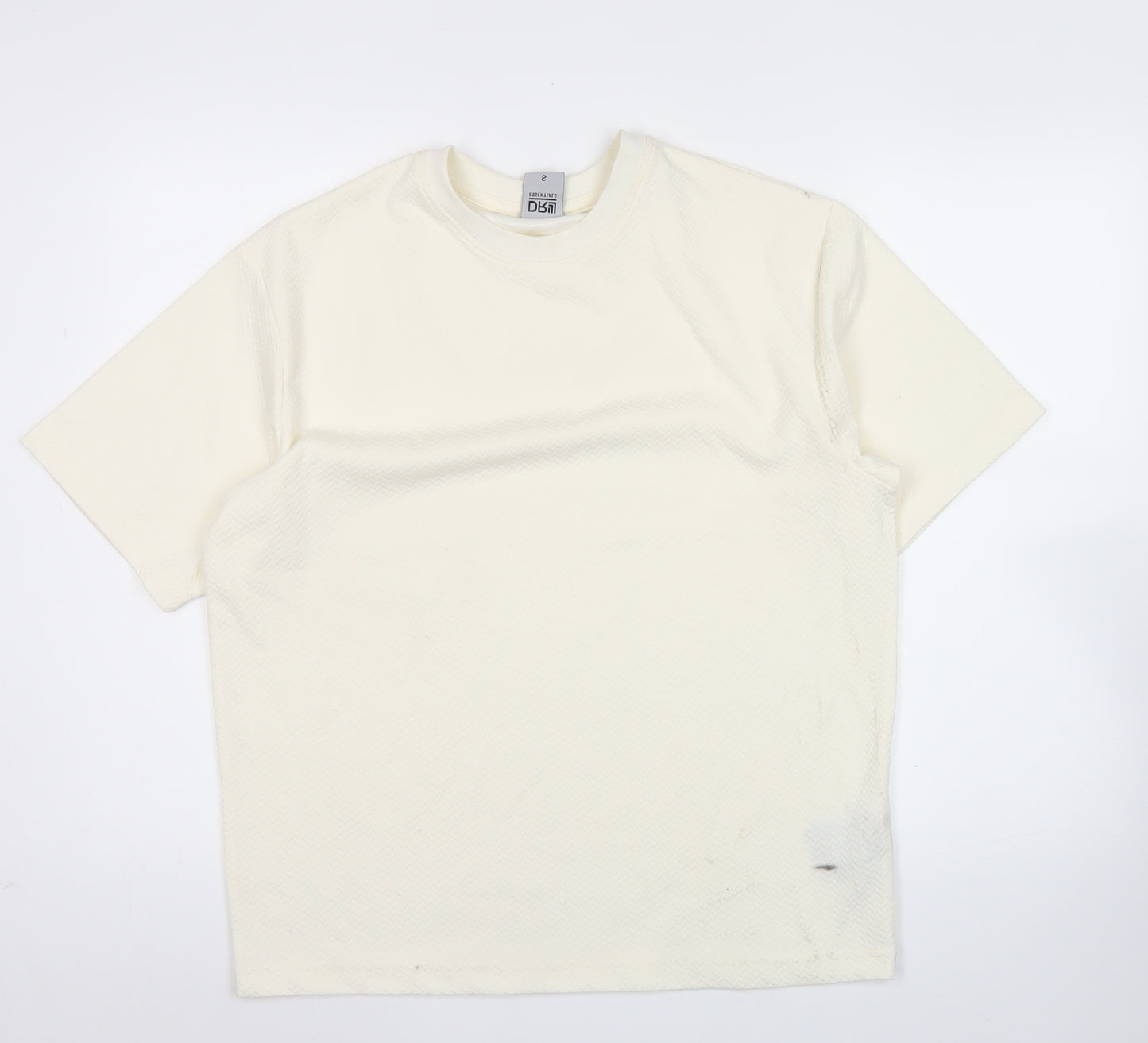 DRY Essentials Men’s Ivory Short Sleeve Cotton Blend T-Shirt Size S