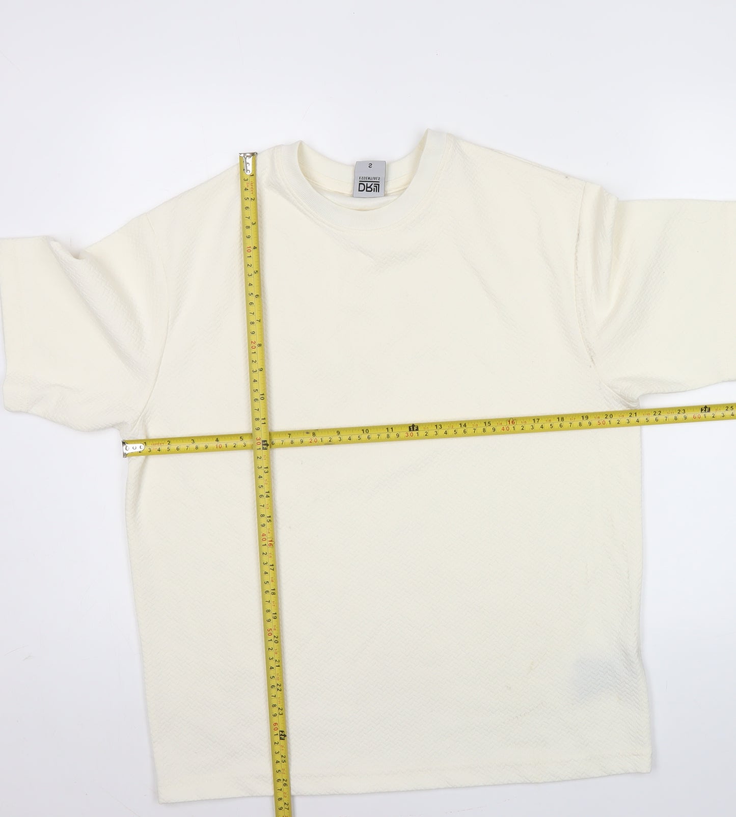 DRY Essentials Men’s Ivory Short Sleeve Cotton Blend T-Shirt Size S