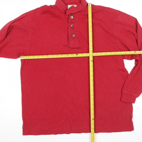 Cutter & Buck Men’s Red Henley Sweatshirt L Long Sleeve Cotton
