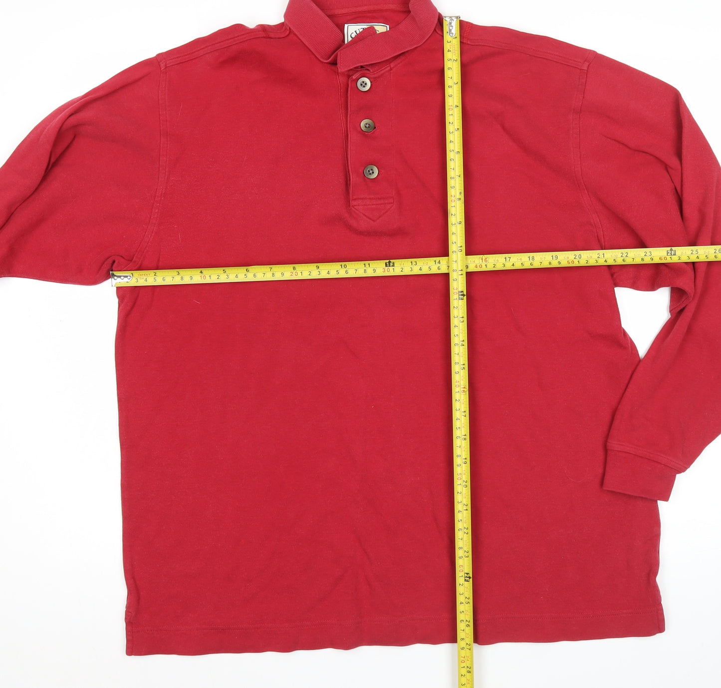 Cutter & Buck Men’s Red Henley Sweatshirt L Long Sleeve Cotton