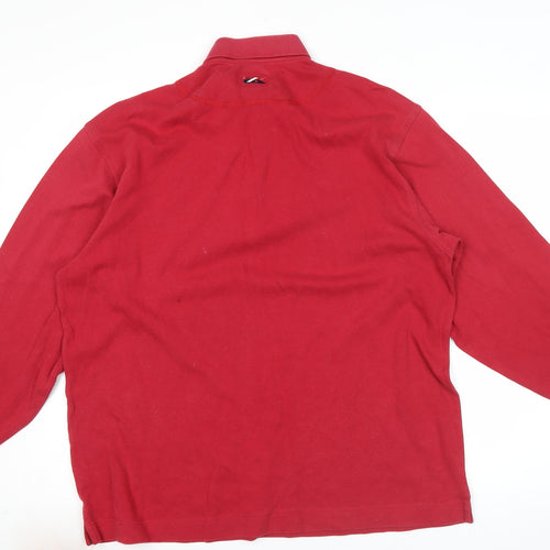 Cutter & Buck Men’s Red Henley Sweatshirt L Long Sleeve Cotton