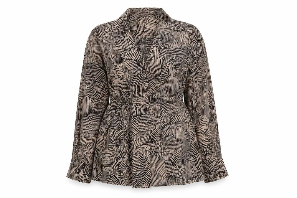 Front view of Topshop women’s multicoloured animal print wrap blouse uk 10
