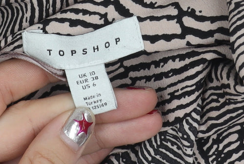 Topshop Womens Multicoloured Animal Print Wrap Blouse UK 10