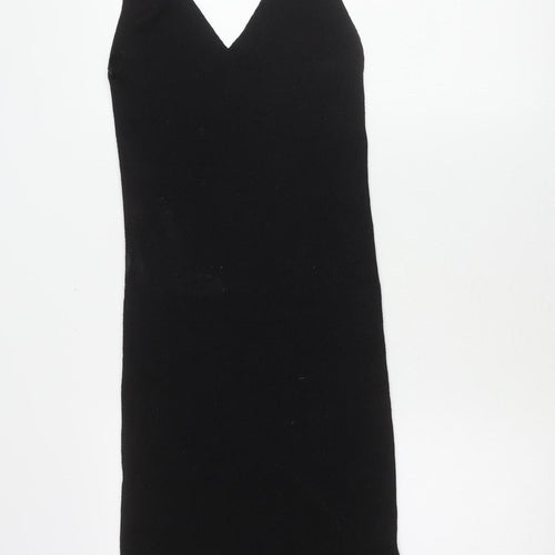 ONLY Womens Black Midi Bodycon V-Neck Sleeveless Stretch Dress M
