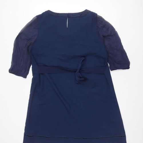 Kaliko Women’s Blue Shift Dress Size 18 Half Sleeve Embroidered