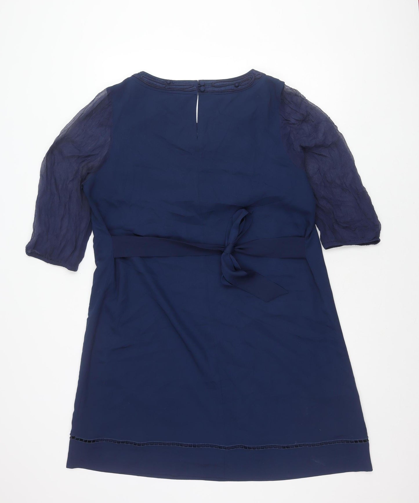 Kaliko Women’s Blue Shift Dress Size 18 Half Sleeve Embroidered