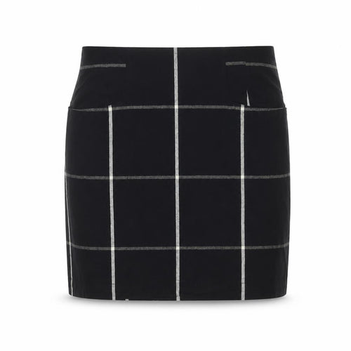 Fat Face Womens Black Check Pencil Skirt Size 12 Cotton Workwear