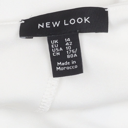New Look Women White Ruffle One Shoulder Cropped Blouse Size 14