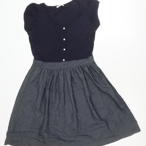 Promod Women’s Blue Grey Fit & Flare Knee Length Dress Size 10