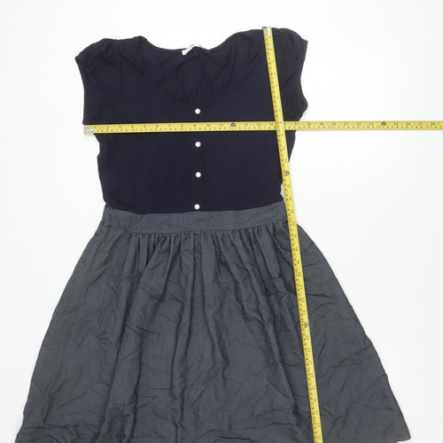 Promod Women’s Blue Grey Fit & Flare Knee Length Dress Size 10