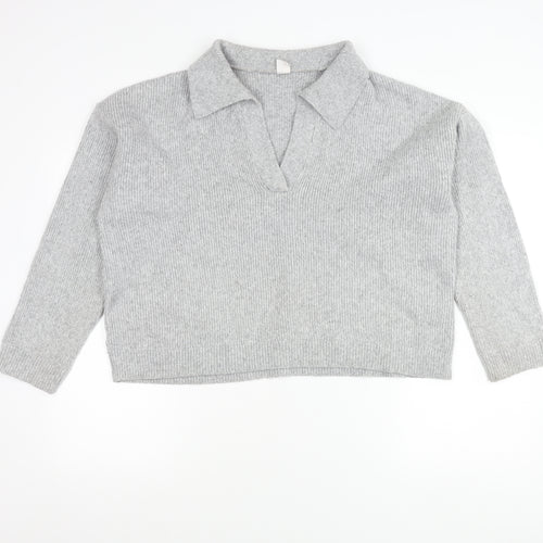 Gilly Hicks Women’s Grey Collared Knit Pullover Jumper Size L