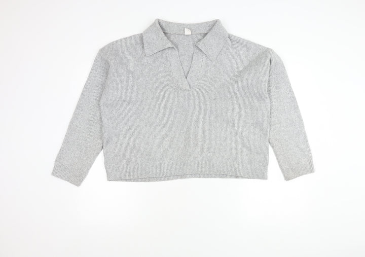 Gilly Hicks Women’s Grey Collared Knit Pullover Jumper Size L