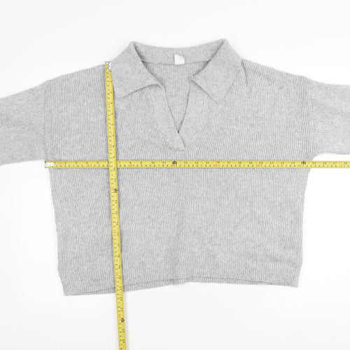 Gilly Hicks Women’s Grey Collared Knit Pullover Jumper Size L
