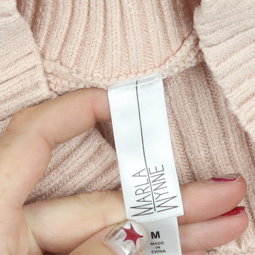 Marla Wynne Women’s Beige Mock Neck Pullover Jumper Size M
