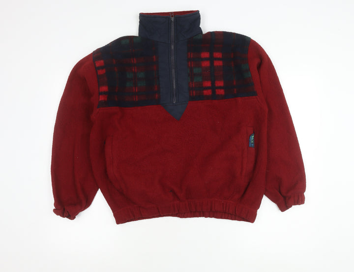 Back 9 Mens Red Fleece Plaid 1/4 Zip Pullover Sweatshirt Size S
