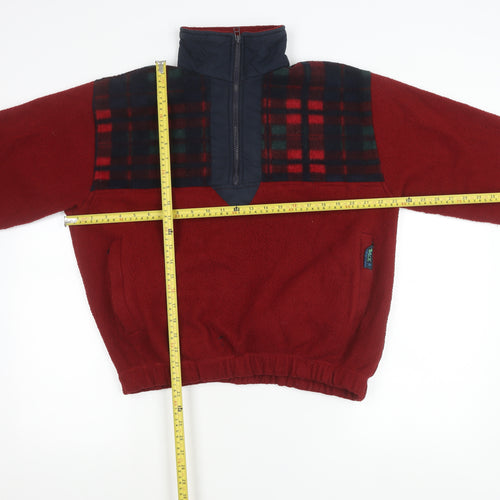Back 9 Mens Red Fleece Plaid 1/4 Zip Pullover Sweatshirt Size S