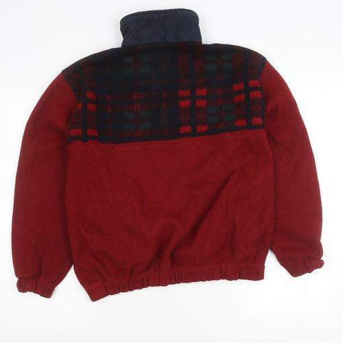 Back 9 Mens Red Fleece Plaid 1/4 Zip Pullover Sweatshirt Size S
