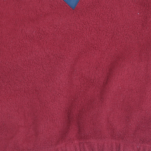 Back 9 Mens Red Fleece Plaid 1/4 Zip Pullover Sweatshirt Size S