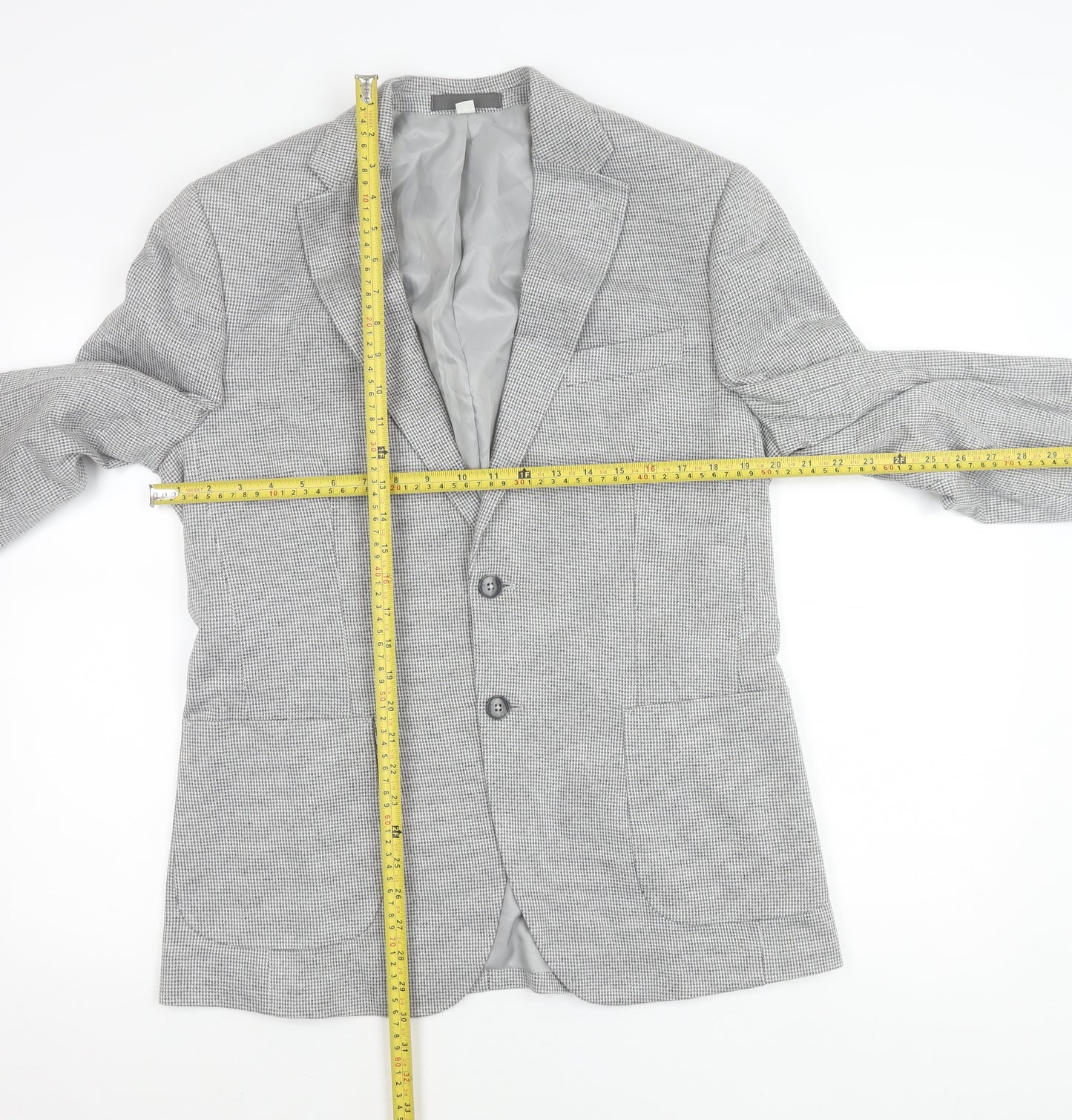 Marks and Spencer Men’s Grey Check Blazer Jacket 40 Chest Regular