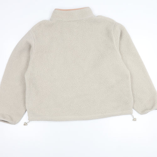Primark Women Beige Henley Fleece Sweatshirt L 14-16 Casual Winter