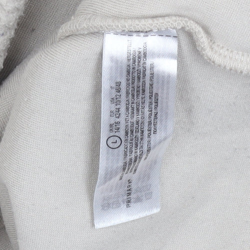 Primark Women Beige Henley Fleece Sweatshirt L 14-16 Casual Winter