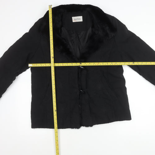 Eastex Women’s Black Fur Trim Coat Size 12 Mid-Length Overcoat