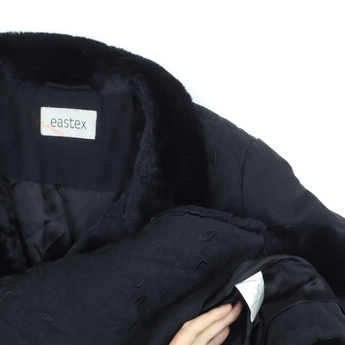 Eastex Women’s Black Fur Trim Coat Size 12 Mid-Length Overcoat