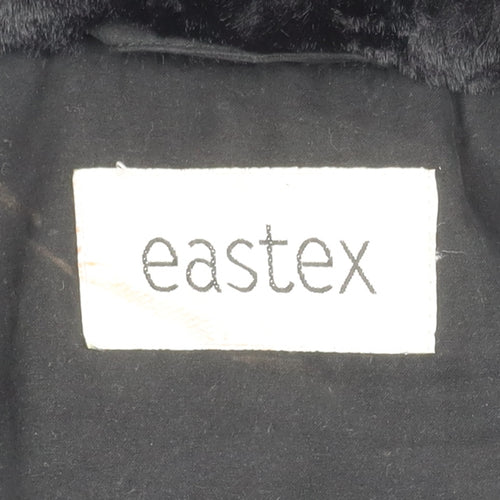 Eastex Women’s Black Fur Trim Coat Size 12 Mid-Length Overcoat