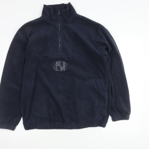 Harper & Lewis Mens Blue Fleece Pullover Sweatshirt M 1/2 Zip Logo