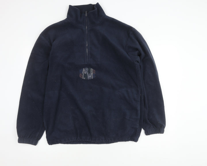 Harper & Lewis Mens Blue Fleece Pullover Sweatshirt M 1/2 Zip Logo