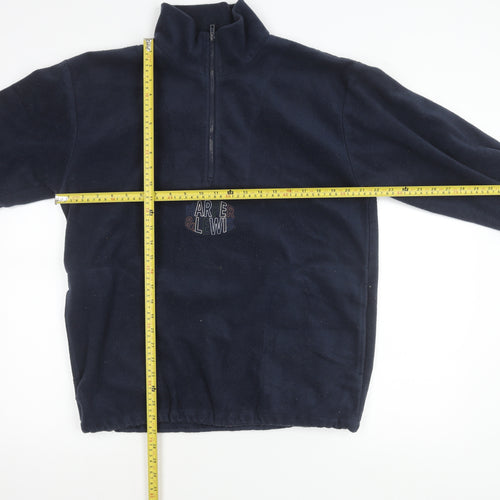 Harper & Lewis Mens Blue Fleece Pullover Sweatshirt M 1/2 Zip Logo