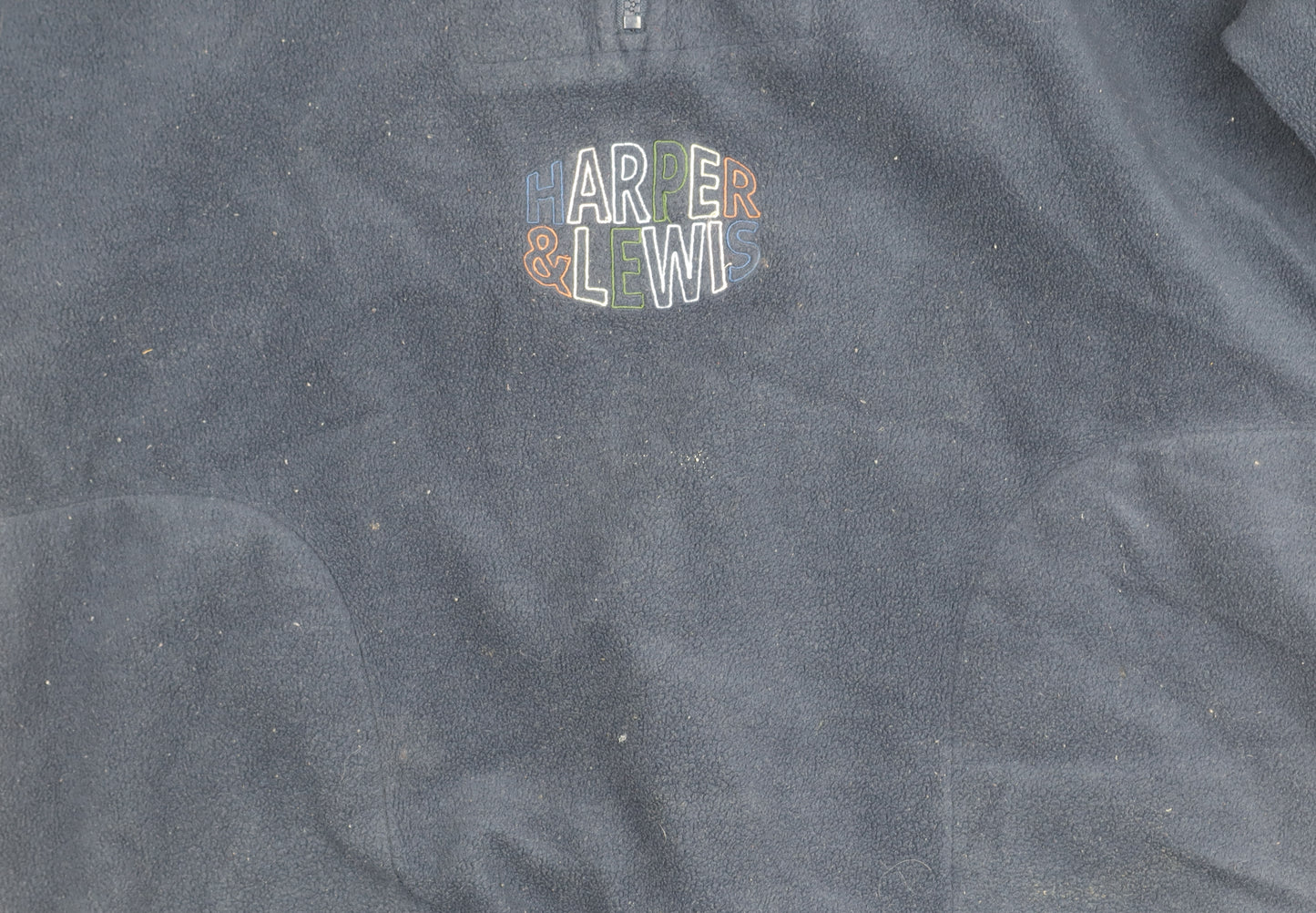 Harper & Lewis Mens Blue Fleece Pullover Sweatshirt M 1/2 Zip Logo