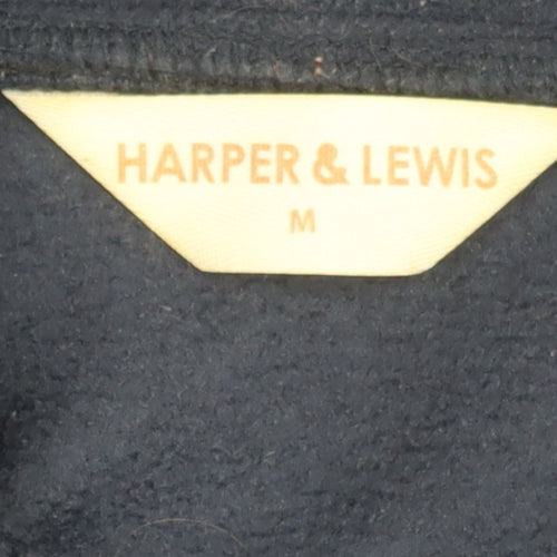 Harper & Lewis Mens Blue Fleece Pullover Sweatshirt M 1/2 Zip Logo