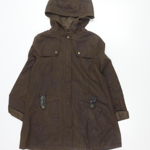 ASOS Women’s Brown Hooded Parka Coat UK 10 Mid-Length Cotton Blend