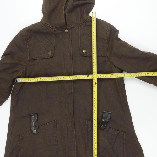 ASOS Women’s Brown Hooded Parka Coat UK 10 Mid-Length Cotton Blend
