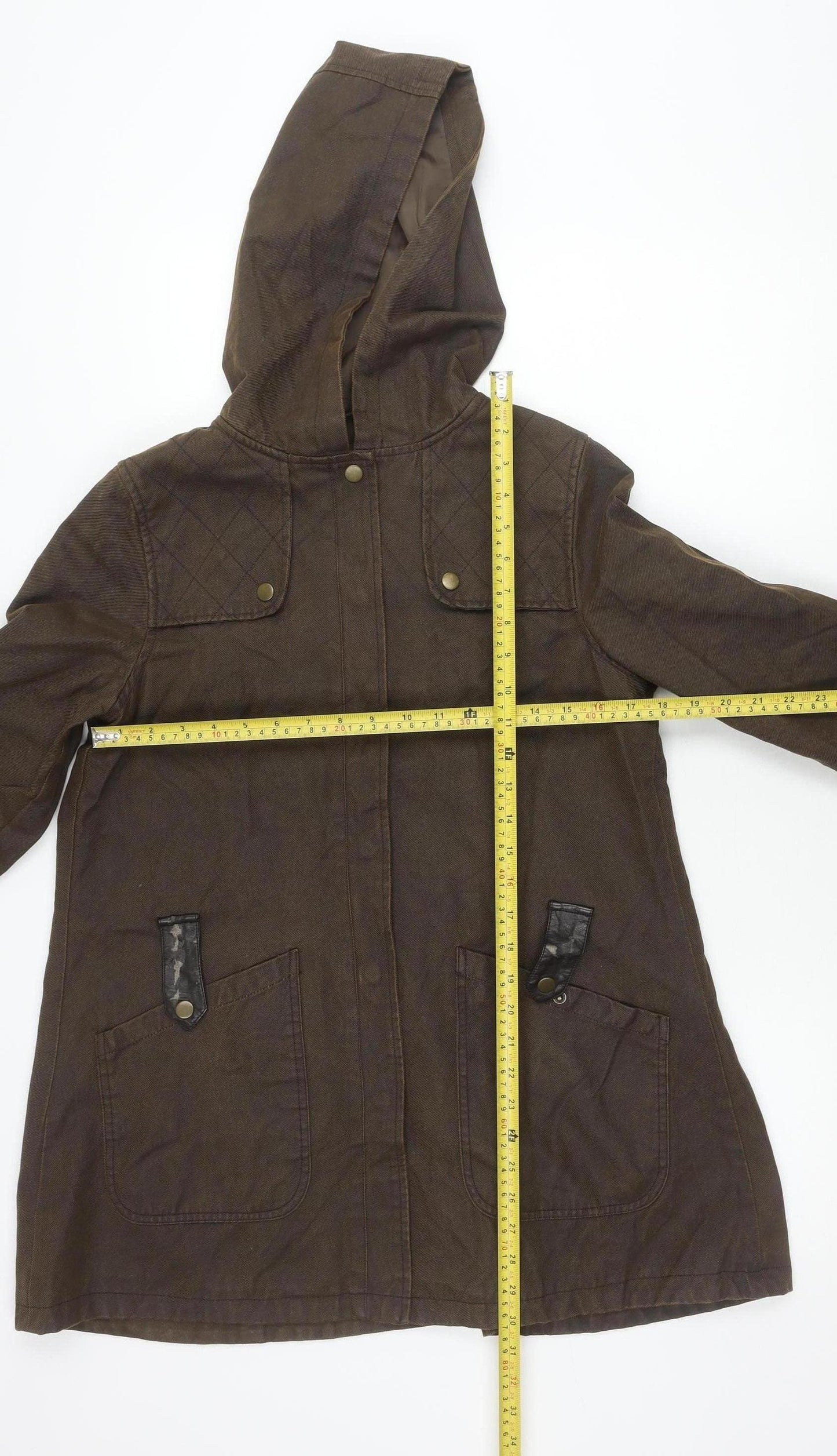 ASOS Women’s Brown Hooded Parka Coat UK 10 Mid-Length Cotton Blend